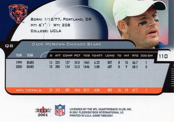 2001 Fleer Game Time - Extra #110 Cade McNown Back