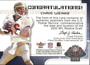 2001 Fleer Hot Prospects - Draft Day Postmarks #NNO Chris Weinke Back