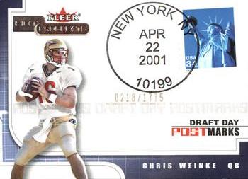 2001 Fleer Hot Prospects - Draft Day Postmarks #NNO Chris Weinke Front