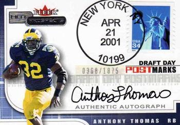 2001 Fleer Hot Prospects - Draft Day Postmarks Autographs #NNO Anthony Thomas Front