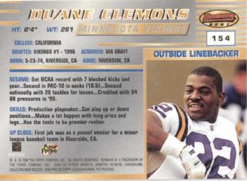 1996 Bowman's Best #154 Duane Clemons Back