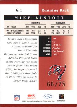 2001 Leaf Certified Materials - Mirror Red #65 Mike Alstott Back