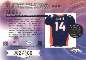 2001 Leaf Rookies & Stars - Slideshow Autographs #SS-3 Brian Griese Back