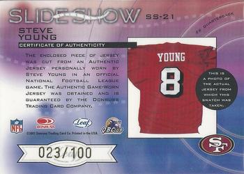 2001 Leaf Rookies & Stars - Slideshow Autographs #SS-21 Steve Young Back