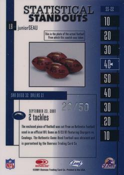 2001 Leaf Rookies & Stars - Statistical Standouts Supers #SS-22 Junior Seau Back