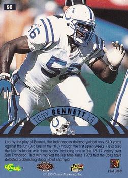 1996 Classic NFL Experience #96 Tony Bennett Back