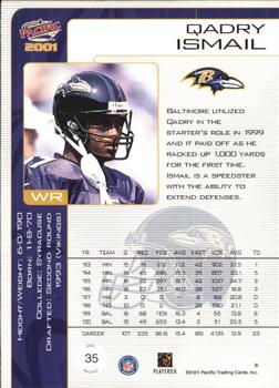 2001 Pacific - Premiere Date #35 Qadry Ismail Back