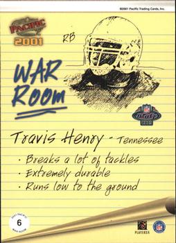 2001 Pacific - War Room #6 Travis Henry Back