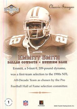 2001 Pacific Canvas Impressions - Classic Images #1 Emmitt Smith Back