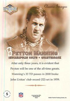 2001 Pacific Canvas Impressions - Classic Images #5 Peyton Manning Back