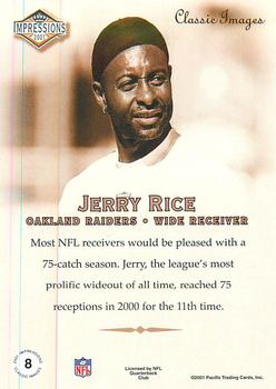 2001 Pacific Canvas Impressions - Classic Images #8 Jerry Rice Back