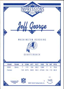 2001 Pacific Canvas Impressions - Retail #143 Jeff George Back