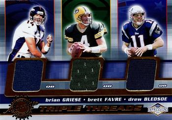2001 Pacific Canvas Impressions - Triple Threads #17 Brian Griese / Brett Favre / Drew Bledsoe Front