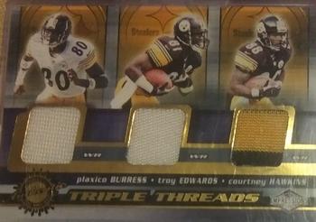 2001 Pacific Canvas Impressions - Triple Threads #31 Plaxico Burress / Troy Edwards / Courtney Hawkins Front