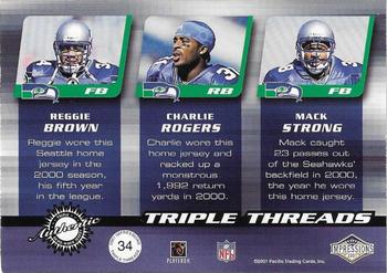 2001 Pacific Canvas Impressions - Triple Threads #34 Reggie Brown / Charlie Rogers / Mack Strong Back