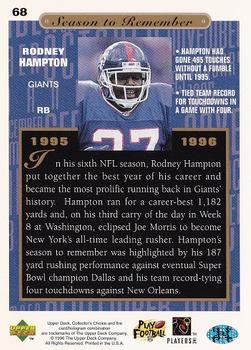 1996 Collector's Choice #68 Rodney Hampton Back