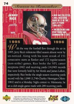 1996 Collector's Choice #74 Jerry Rice Back