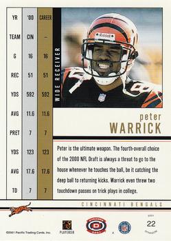2001 Pacific Dynagon - Retail #22 Peter Warrick Back