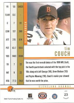 2001 Pacific Dynagon - Retail #23 Tim Couch Back