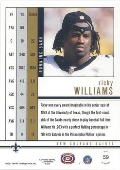 2001 Pacific Dynagon - Retail #59 Ricky Williams Back