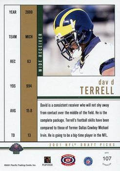 2001 Pacific Dynagon - Retail #107 David Terrell Back
