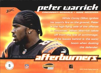 2001 Pacific Invincible - Afterburners #5 Peter Warrick Back