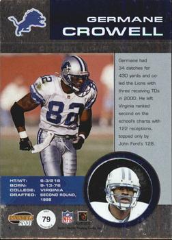 2001 Pacific Invincible - Blue #79 Germane Crowell Back