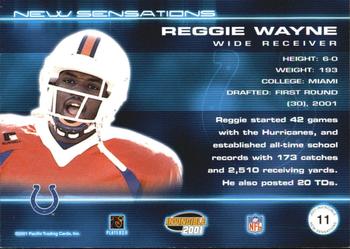 2001 Pacific Invincible - New Sensations #11 Reggie Wayne Back
