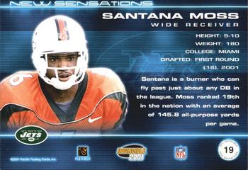 2001 Pacific Invincible - New Sensations #19 Santana Moss Back