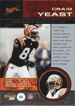2001 Pacific Invincible - Premiere Date #54 Craig Yeast Back