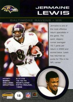 2001 Pacific Invincible - Red #18 Jermaine Lewis Back