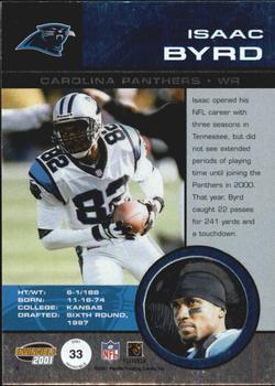 2001 Pacific Invincible - Red #33 Isaac Byrd Back