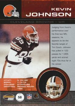 2001 Pacific Invincible - Red #58 Kevin Johnson Back
