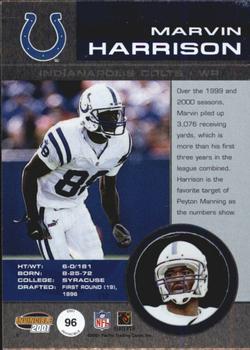 2001 Pacific Invincible - Red #96 Marvin Harrison Back
