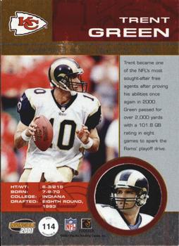 2001 Pacific Invincible - Red #114 Trent Green Back