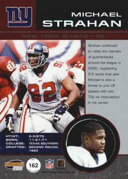 2001 Pacific Invincible - Red #162 Michael Strahan Back