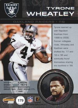 2001 Pacific Invincible - Red #179 Tyrone Wheatley Back