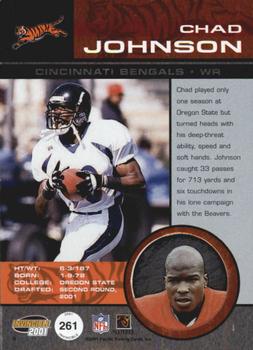 2001 Pacific Invincible - Red #261 Chad Johnson Back
