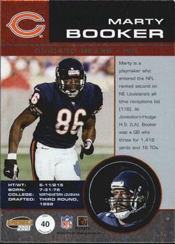 2001 Pacific Invincible - Retail #40 Marty Booker Back