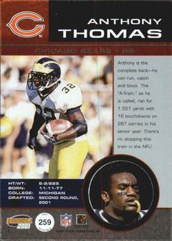 2001 Pacific Invincible - Retail #259 Anthony Thomas Back