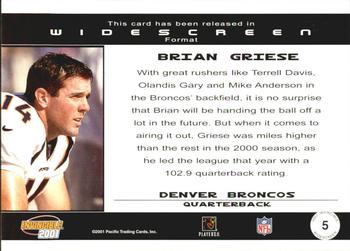 2001 Pacific Invincible - Widescreen #5 Brian Griese Back