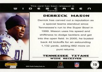 2001 Pacific Invincible - Widescreen #19 Derrick Mason Back