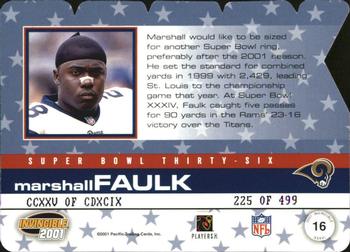 2001 Pacific Invincible - XXXVI #16 Marshall Faulk Back