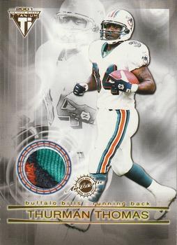 2001 Pacific Private Stock Titanium - Double-Sided Dual Game-Worn Jersey Patches #53 Thurman Thomas / J.J. Johnson Front