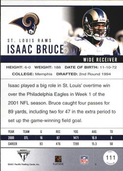 2001 Pacific Private Stock Titanium - Red #111 Isaac Bruce Back