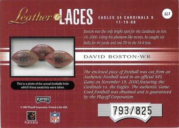 2001 Playoff Absolute Memorabilia - Leather and Laces #LL1 David Boston Back