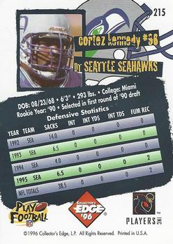 1996 Collector's Edge #215 Cortez Kennedy Back