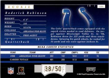 2001 Playoff Preferred - National Treasures Gold #111 Roderick Robinson Back
