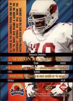 1996 Collector's Edge Advantage #115 Simeon Rice Back