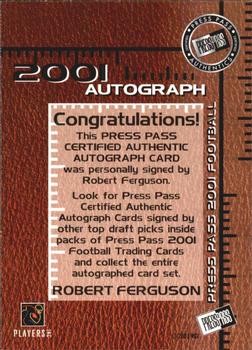 2001 Press Pass - Autographs #NNO Robert Ferguson Back